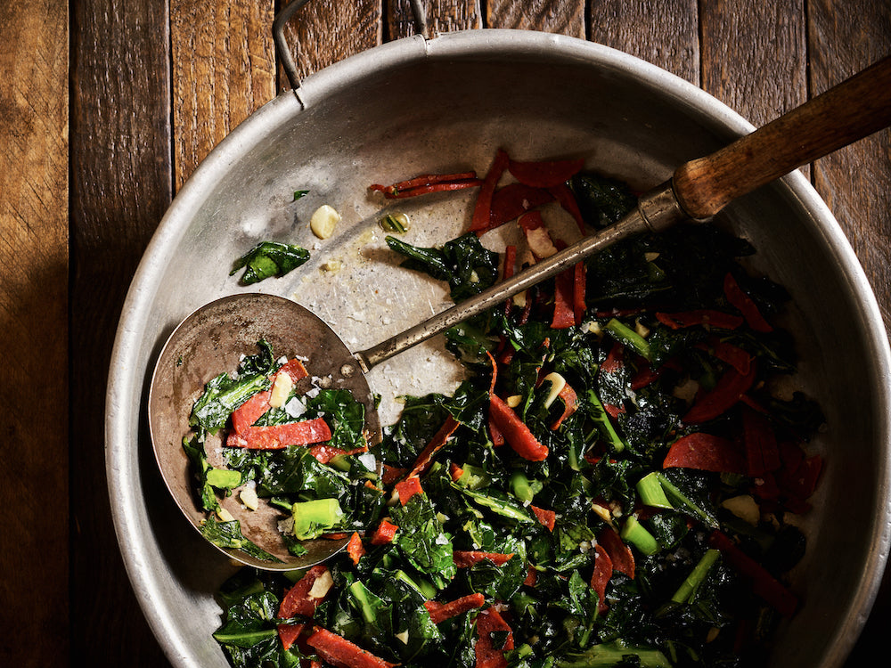 Collard Greens with Pepperoni
    
    
     - Mantry Inc.