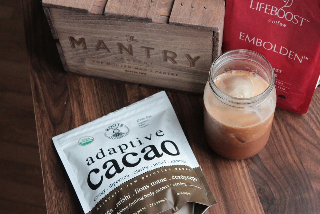 Iced Lifeboost Coffee With Adaptive Cacao Mantry Inc.